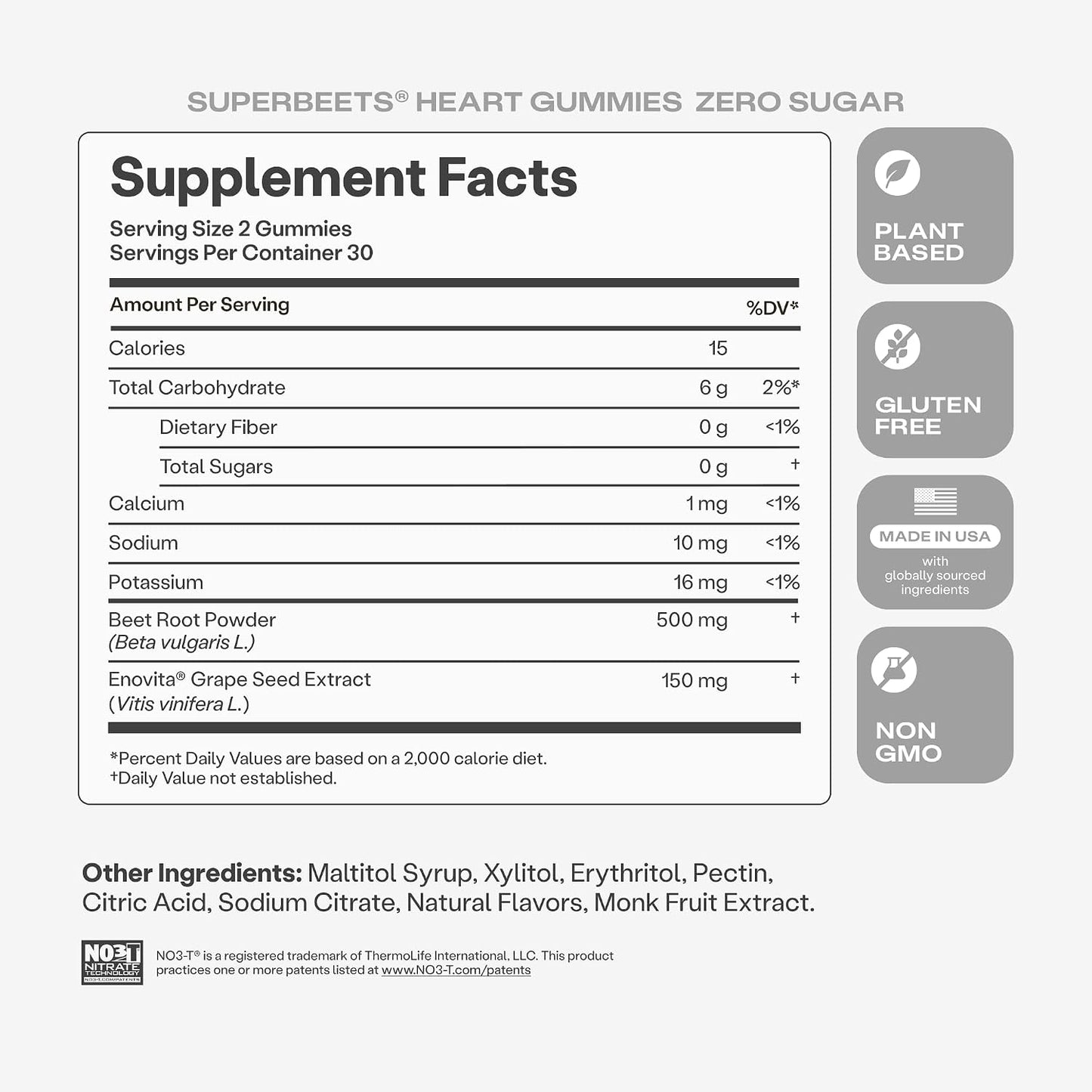 HumanN SuperBeets Heart Gummies Zero Sugar - Beet Gummy with Energy Support, Grape Seed Extract & Beetroot Powder - 60 Count