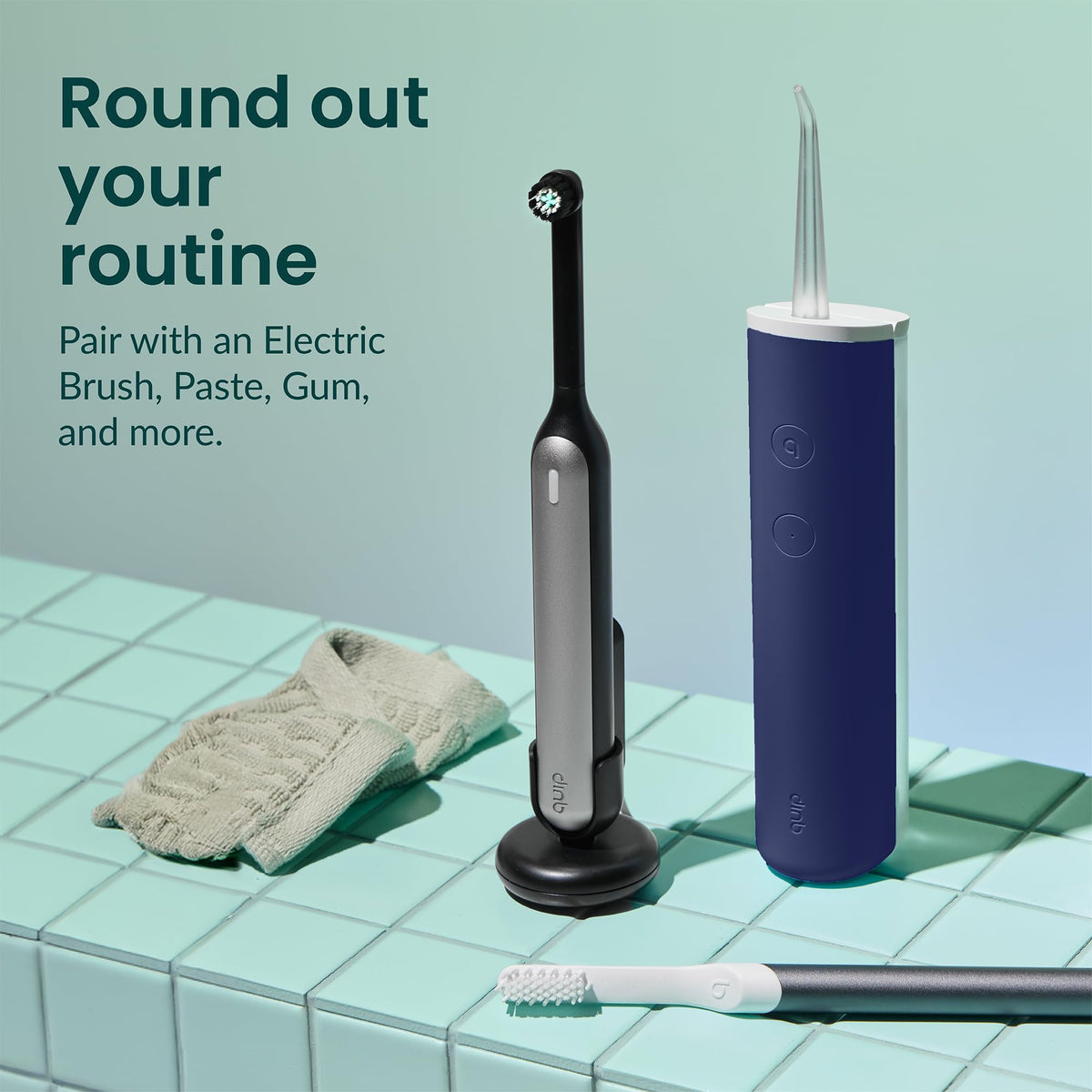 quip Water Flosser with Replacement Tip, Cordless Dental Pick, All Black