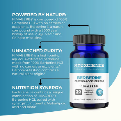 MYOXCIENCE Berberine Fasting Accelerator | Himaberb Berberine HCL with ALA (Alpha Lipoic Acid) and Biotin (90 Capsules)