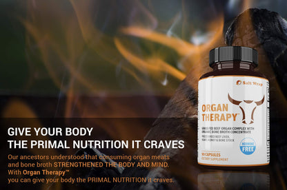 SaltWrap Organ Therapy - Grass Fed Beef Organ Meat Complex Supplement with Organic