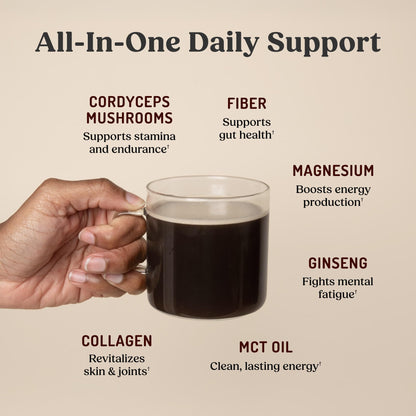 Bulletproof Energy Collagen Protein Powder, Vanilla Bean, 20g Grass-Fed Collagen Peptides, 7g Fiber with MCT Oil & Adaptogens, Caffeine-Free, 18.3 Ounces