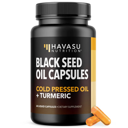 Black Seed Oil Capsules, Vegan, Non-GMO, Cold-Pressed Nigella Sativa, 90ct | 1500mg Per Serving Black Cumin Supplement for Skin Health, Immune Function, and Digestive Health, Unflavored, 30 Servings