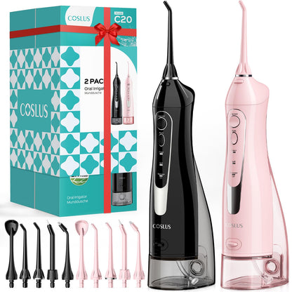 COSLUS ADA Accepted C20 Water Dental Flosser Pick, Professional Set Black