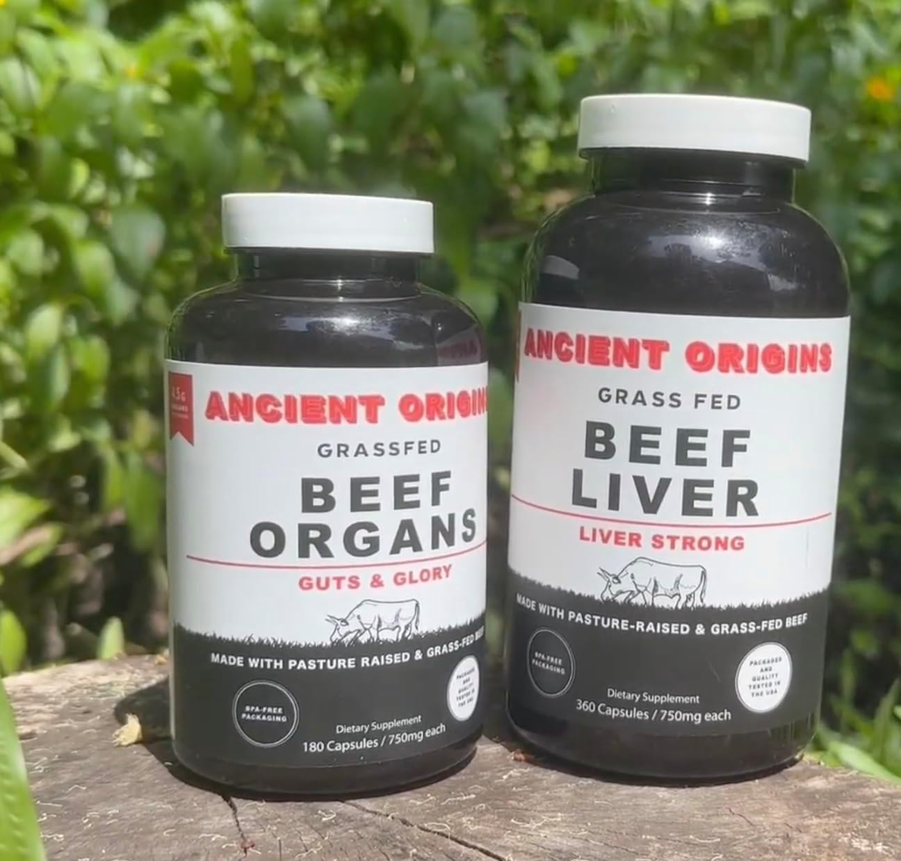 Ancient Origins Grass Fed Beef Organs (180 Count) and Liver (360 Count)