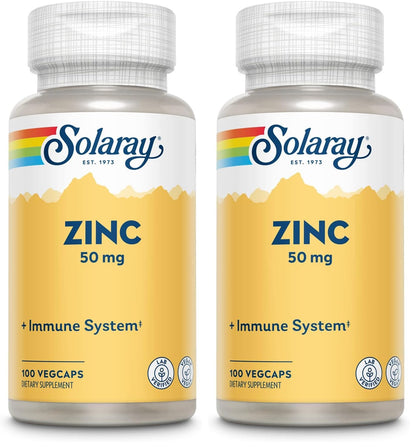 Solaray Zinc 50mg Immune Support Capsules, 100 Count, Vegan, Pumpkin Seed