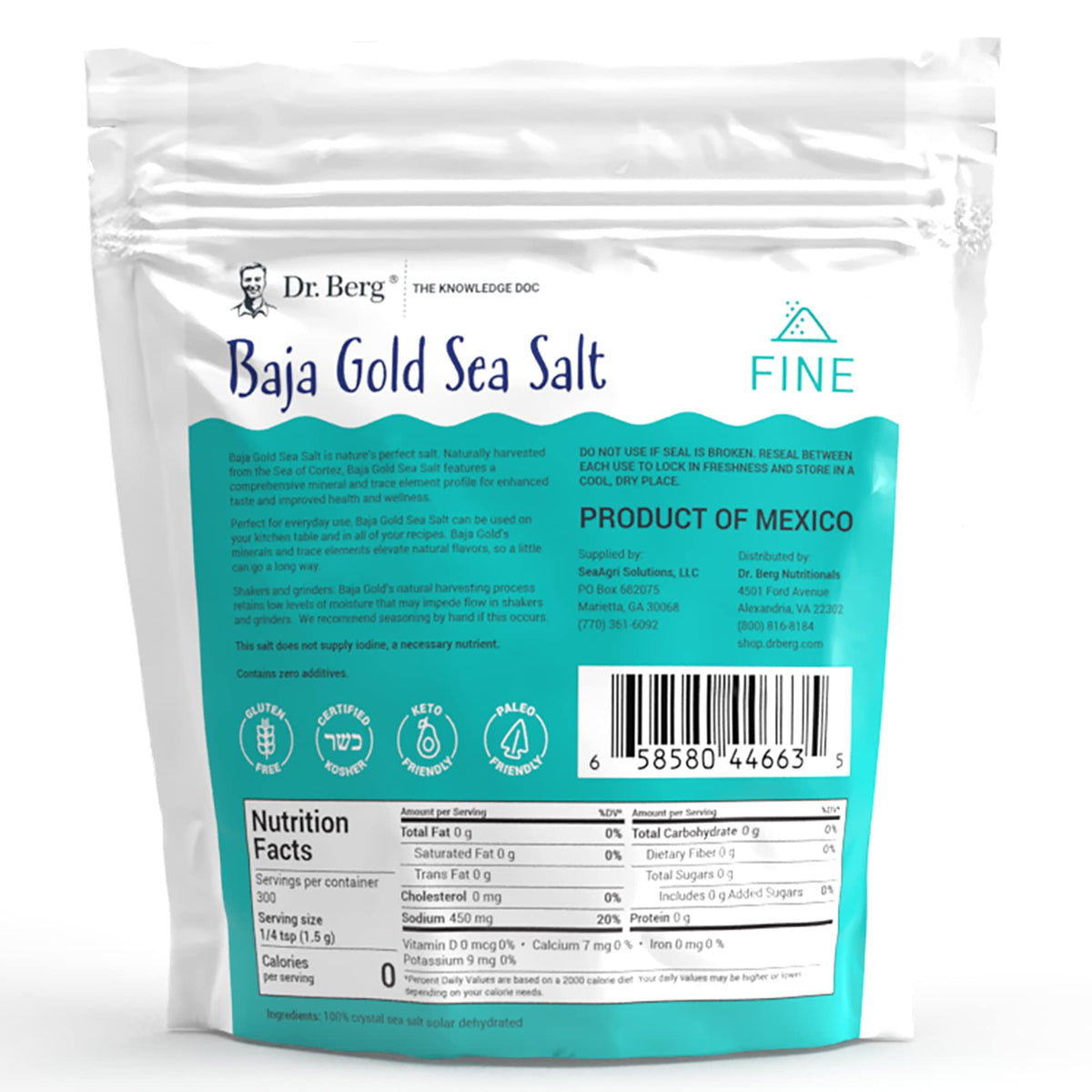 Dr. Berg's Baja Gold Sea Salt Organic - Natures Fine Sea Salt Support For Hydration