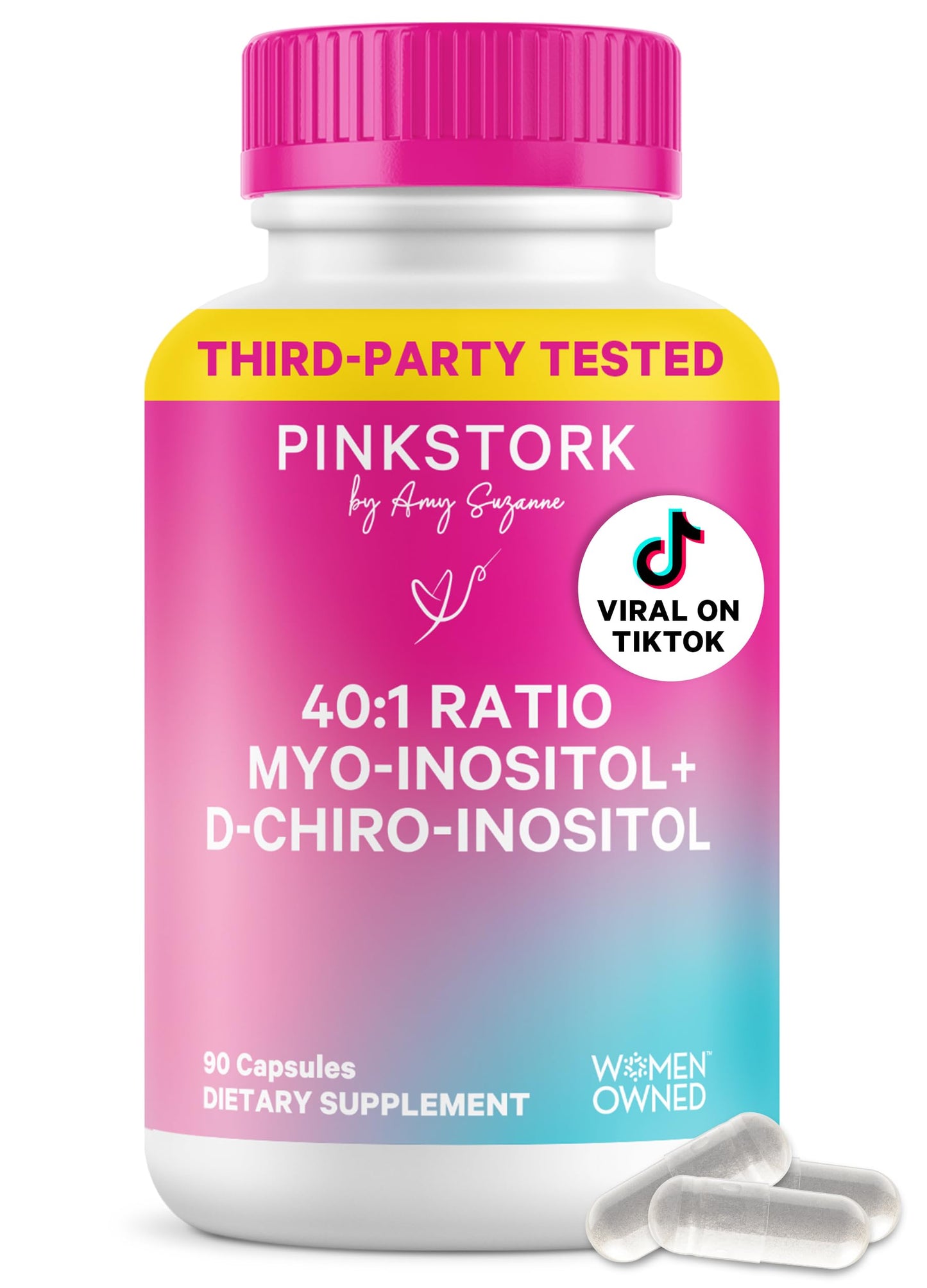 Pink Stork Inositol Supplement for Women, 40:1 Myo & D-Chiro, 30 Servings | Clinically Studied Ratio to Support Hormone Balance, Healthy Ovulation, Cycle Regularity & Fertility
