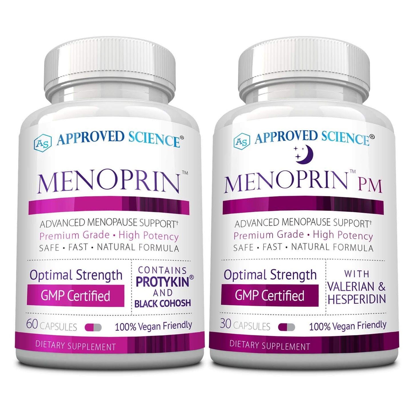 Approved Science Menoprin - Menopause Support - Protykin, Black Cohosh - 60 Capsules - 1 Bottle Menoprin Day - Vegan