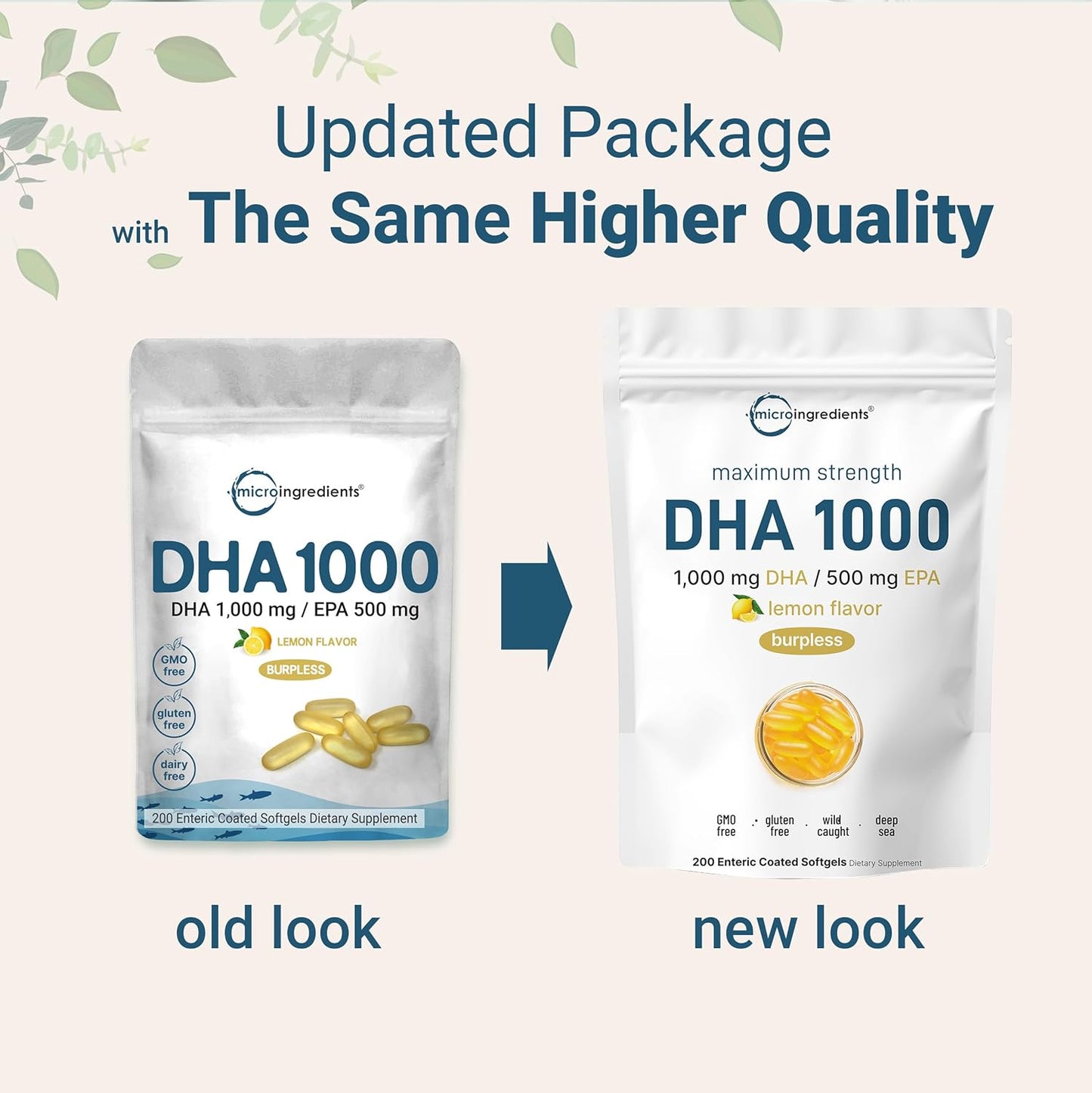 Omega 3 Fish Oil DHA Supplements 1000mg with EPA 500mg, 200 Softgels – Lemon Flavored, Burpless (Enteric Coated) | Deep Sea Fresh Fish, Wild Caught from Norwegian Waters | Mercury Free