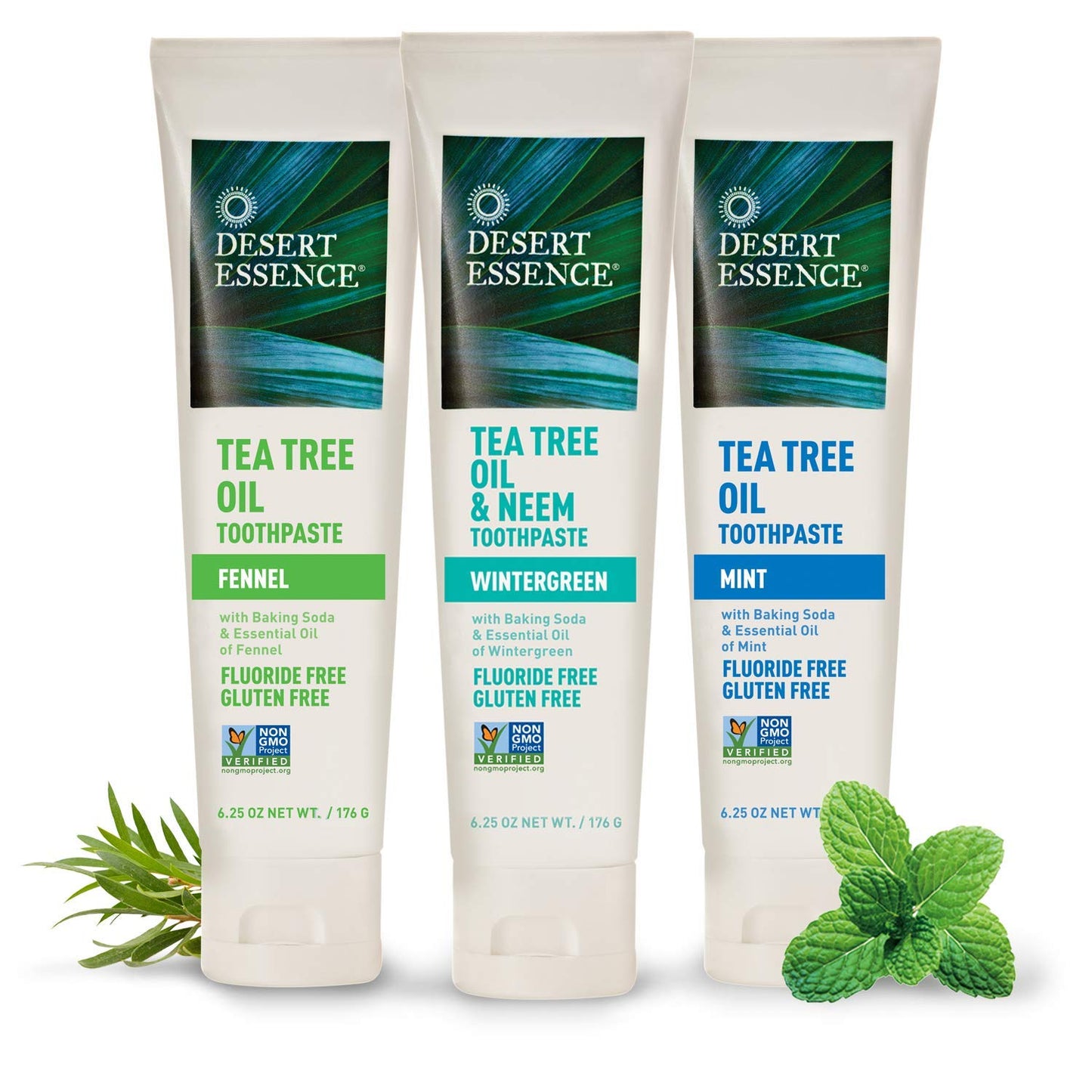 Desert Essence Tea Tree Oil Toothpaste - Mint - 6.25 Ounce - Refreshing Taste - Deep Cleans Teeth & Gums - Helps Fight Plaque - Sea Salt - Pure Essential Oil - Baking Soda - Promotes Healthy Mouth