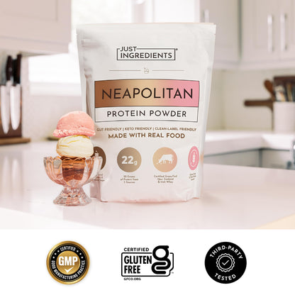 JUST INGREDIENTS Vanilla Bean Protein Powder – 20-Serving Blend with 100% Grass-Fed Whey & Organic Plant Proteins – Real Vanilla Bean & Cinnamon – Supports Muscle Recovery, Energy*