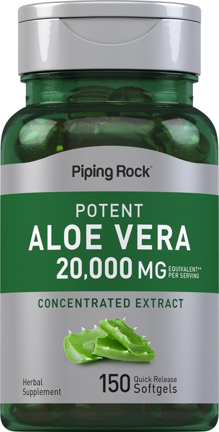 Piping Rock Aloe Vera Supplement | 150 Softgels | Concentrated Herbal Extract | Non-GMO and Gluten Free Formula