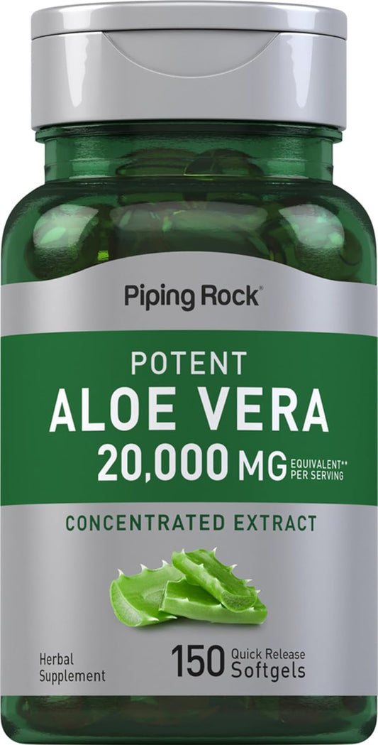 Piping Rock Aloe Vera Supplement | 150 Softgels | Concentrated Herbal Extract | Non-GMO and Gluten Free Formula