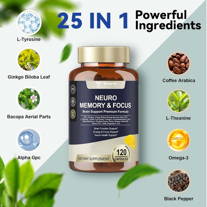 Totaria Brain Supplements for Memory and Focus, Brain Health with L-Tyrosine, Alpha GPC, Ginkgo Biloba, Bacopa Monnieri, Nootropic Cognitive Support - Non-GMO, Gluten Free (120 Counts)