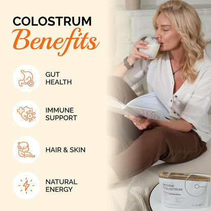 Bovine Colostrum Powder, First Day Milking, Immune & Gut, 60 Servings | First-Day Milking, Colostrum Supplement, Supports Skin & Tissue, Made in USA, Amino Acids, Vitamins, Minerals, Kosher