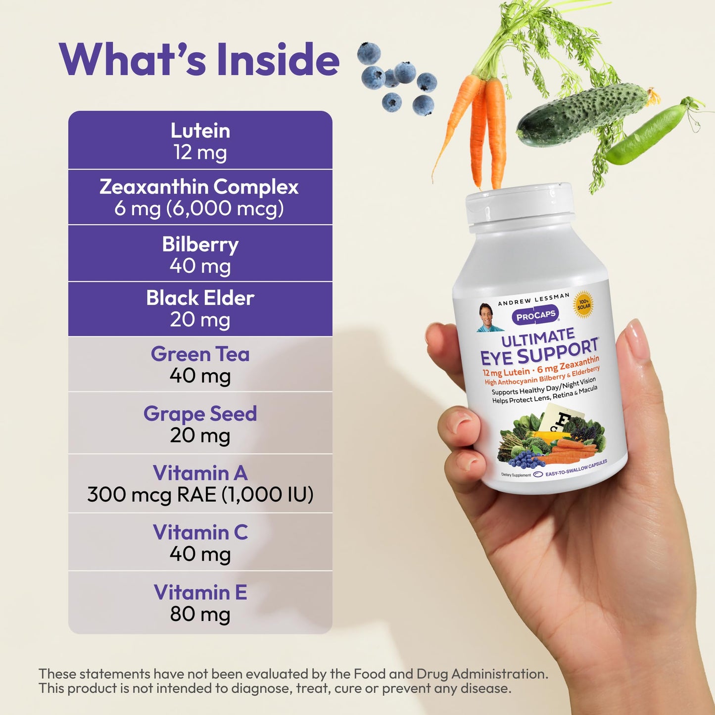 Andrew Lessman Ultimate Eye Support 60 Softgels - 12mg Lutein, 6mg Zeaxanthin, Bilberry, Key Nutrients to Support Eye Health and Promote Healthy Vision. No Additives. Easy to Swallow Softgels