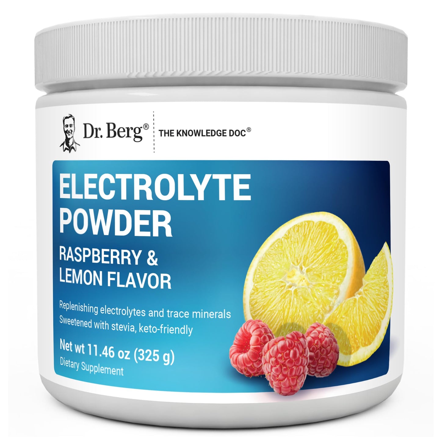 Dr. Berg Zero Sugar Hydration Keto Electrolyte Powder - Enhanced w/ 1000 mg of Potassium & Real Pink Himalayan Salt (NOT Table Salt) - Raspberry & Lemon Flavor Hydration Drink Supplement, 100 Servings