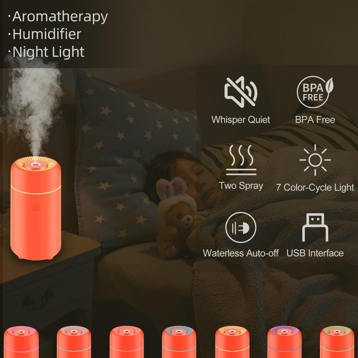 CHOUWEEK Car Essential Oil Diffuser, Mini Portable Air Diffuser for Aromatherapy, Small USB