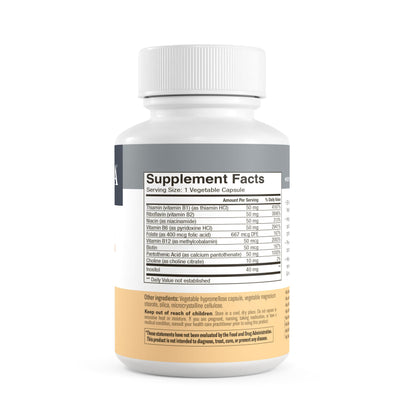 FREEDA Super B-50 Complex with Choline & Inositol for Metabolism – 250 Caps | Supports Energy, Immune & Nervous System, & Whole Body Wellness – Kosher, Gluten-Free, Vegan, & Made in USA