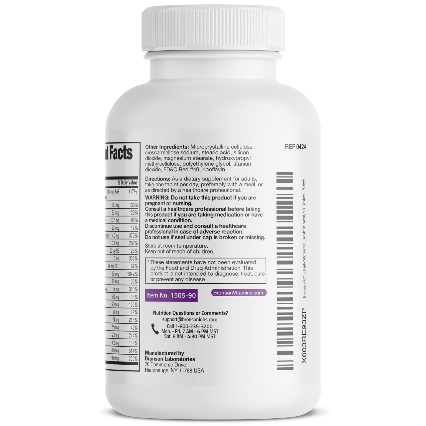 Bronson ONE Daily Women 50+ Complete Multivitamin Multimineral, 180 Tablets | Once-Daily, Targeted Nutrition For Active Women Over 50, Non-GMO, Gluten-Free, Soy-Free