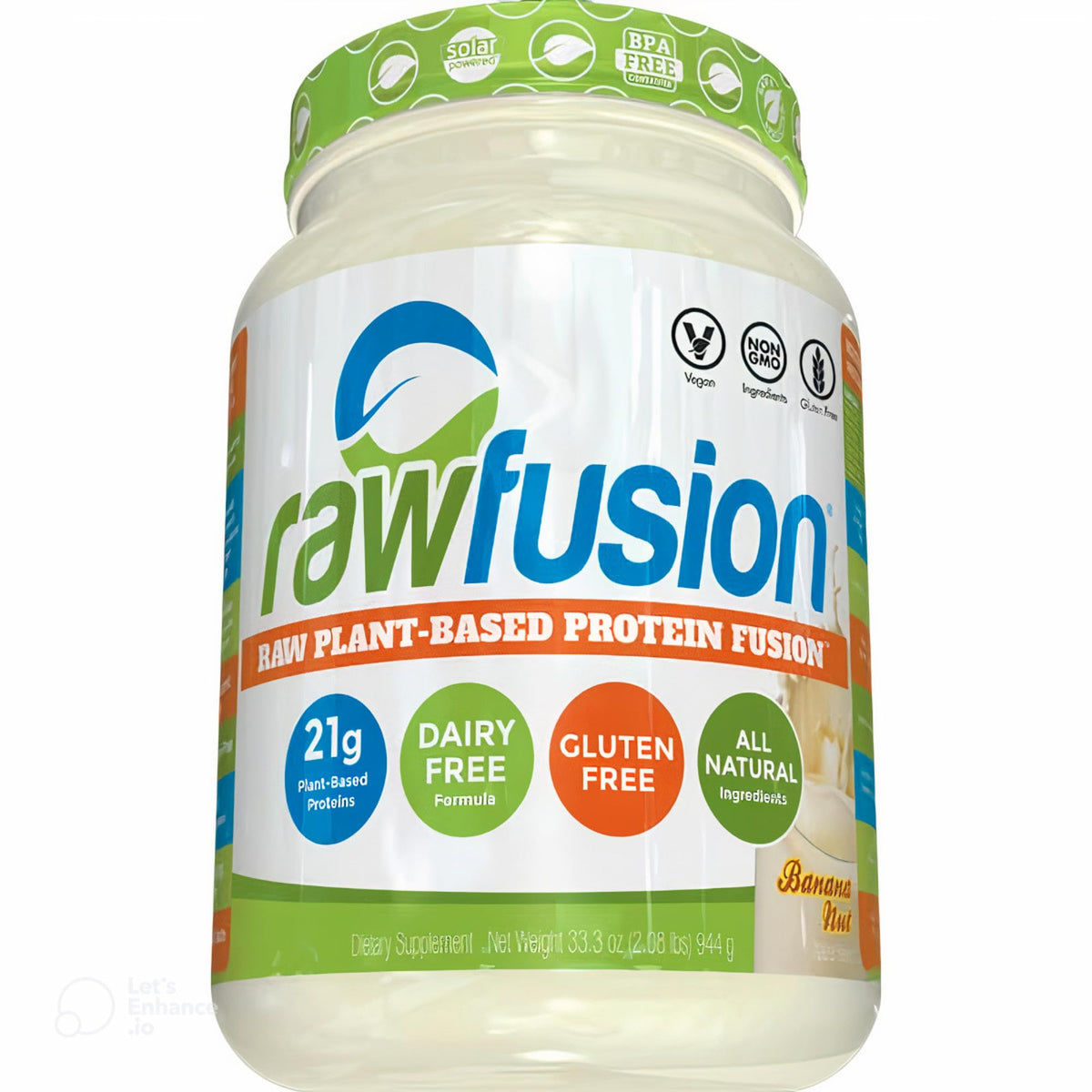 Rawfusion- Vegan Protein Powder, Banana Nut - 21g of Plant Based Protein, Low Net Carbs