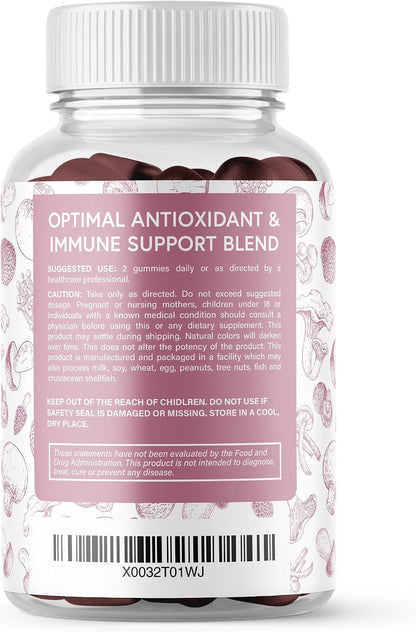 Mushroom Gummies Premium Supplement [10 Mushroom Complex Extract] Delicious & Fast Acting Lion’s Mane, Reishi, Shiitake Nootropic Brain Support, Immune Support, Mood & Relaxation, 60 Chews
