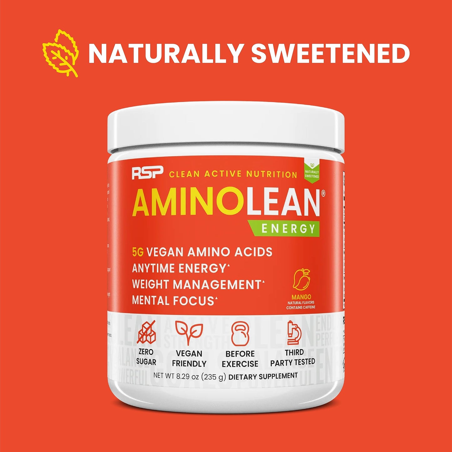 AminoLean Natural Pre Workout Powder & Amino Energy with Vegan BCAA + EAA | Jitter-Free Preworkout Energy from Green Tea + Amino Acids & Weight Management for Women & Men - Naturally Sweetened, Vegan