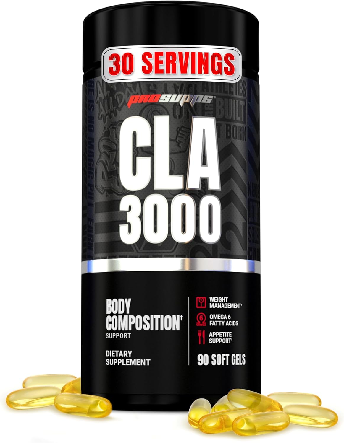 ProSupps CLA 3000 Lean Body Composition Support - Stim-Free Conjugated Linoleic Acid Workout Supplement for Weight Management & Appetite Support with Omega 6 Fatty Acid - Gym & Fitness - 90 Softgels