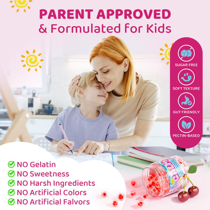 Kids Calm Magnesium Bisglycinate Saffron Gummies + Vegan Omega 3 - Magnesium Glycinate Chelated Supplement for Kids w/L-Theanine & Chamomile, Natural Calming Supplement Focus Gummies Sugar Free, 60ct