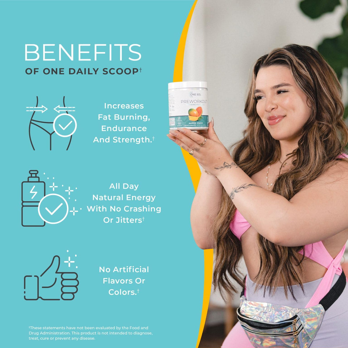 One Sol Pre-Workout for Women, Enhanced Pump & Focus, No Jitters Or Crash, Natural