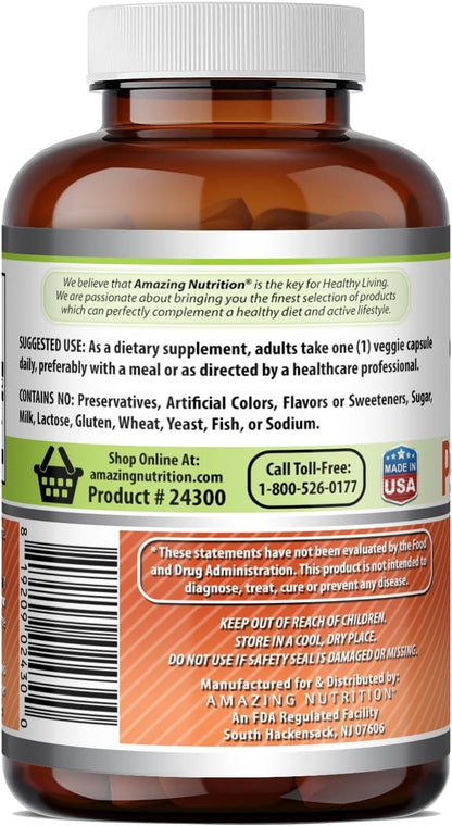 Amazing Formulas Psyllium Husk 750mg Veggie Capsules Supplement | Non-GMO | Gluten Free | Made in USA | Suitable for Vegetarians (120 Count)