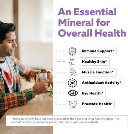 Organic Zinc 25 mg | Whole Food zinc Supplements | Derived from Organic Fruit, Elemental Zinc - Water Extracted, Vegan, GMO-Free - Essential Mineral, Antioxidant, Immune Support, Skin - 60 Servings