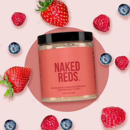 NAKED Reds Superfood Powder - Healthy, Energizing Polyphenol Fruit Powder Mix, No Fillers, No Additives, Vegan, Non-GMO, Gluten Free - 28 Servings