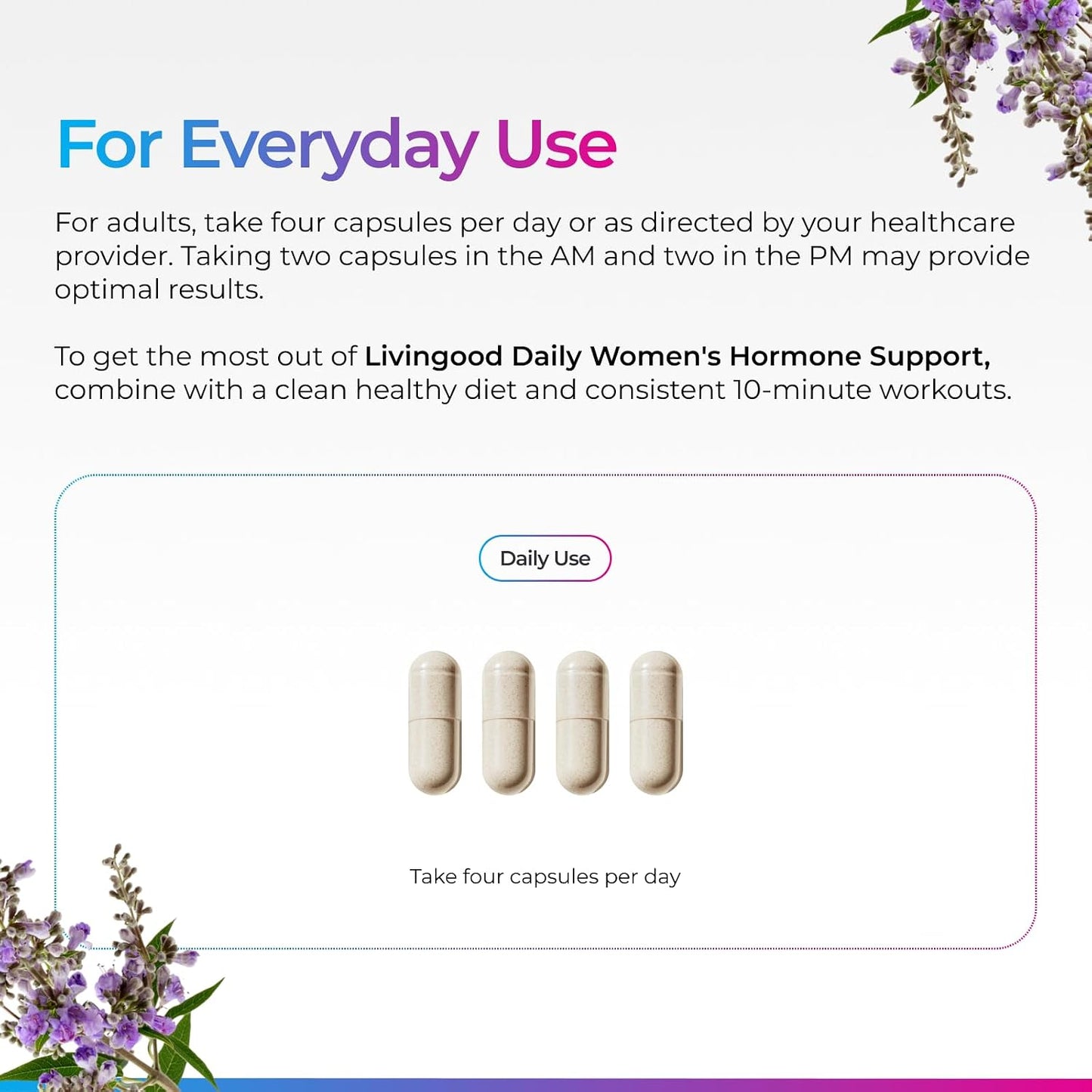 Livingood Daily Women’s Hormone Support Supplement, Estrogen Balance with Fenugreek, Black Cohosh, Chasteberry, DIM, Natural PMS & Menopause Support, Non GMO, Gluten Free, Vegetarian Capsules, 120 Ct