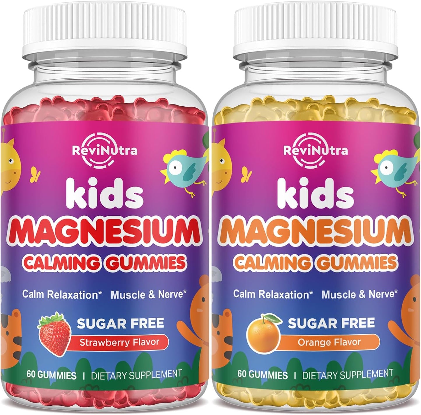 2 Pack Magnesium Glycinate Gummies for Kids & Adults Stawberry & Orange Flavor