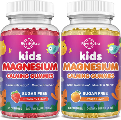 2 Pack Magnesium Glycinate Gummies for Kids & Adults Stawberry & Orange Flavor