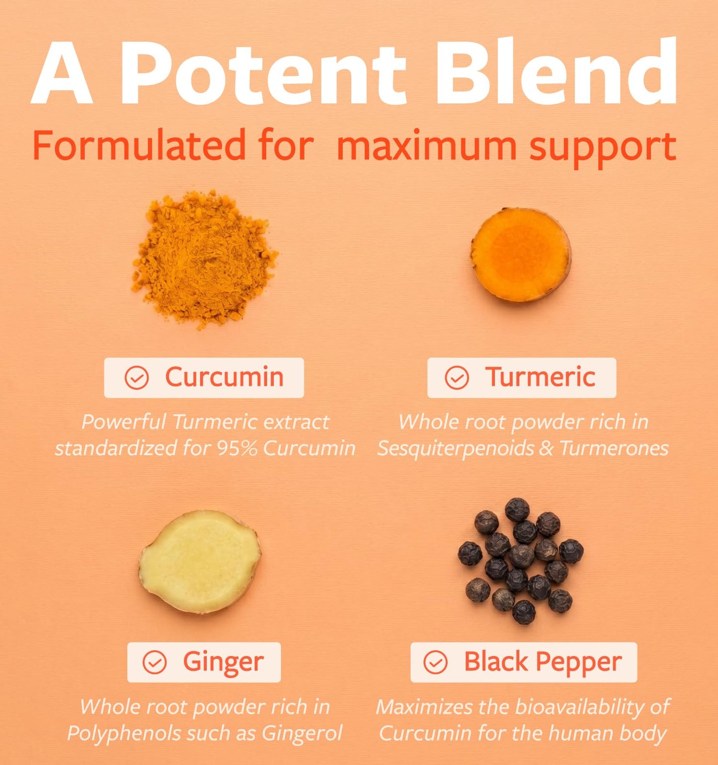 Organic Turmeric Ginger Black Pepper Supplement - High Potency Organic Turmeric Curcumin Capsules with Ginger & Black Pepper for Enhanced Benefits and Absorption - Vegan & Non-GMO (2 Month Supply)