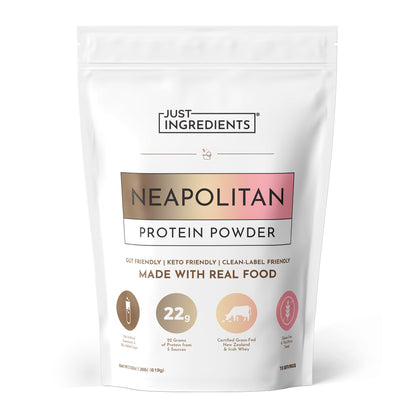 JUST INGREDIENTS Vanilla Bean Protein Powder – 20-Serving Blend with 100% Grass-Fed Whey & Organic Plant Proteins – Real Vanilla Bean & Cinnamon – Supports Muscle Recovery, Energy*