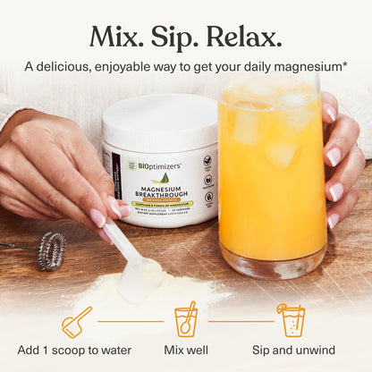 BIOptimizers Magnesium Breakthrough Drink - 8 Forms of Magnesium, Electrolytes, Sleep Health, Stress, Muscle Recovery, Heart Support | Glycinate, Citrate, Malate- Raspberry Lemon