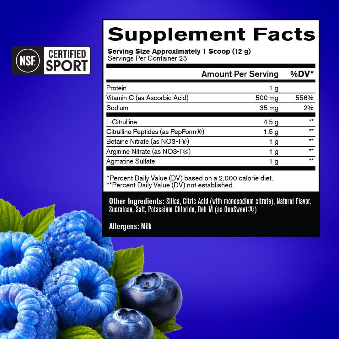 BARE PERFORMANCE NUTRITION, BPN Pump, Pre-Workout Muscle Pump Enhancer w/L-Citrulline, Increased Blood Flow/Oxygen Transport to Muscles, 25 Servings, Pink Lemonade