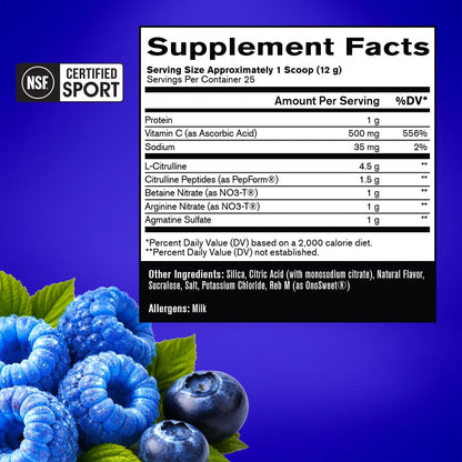 BARE PERFORMANCE NUTRITION, BPN Pump, Pre-Workout Muscle Pump Enhancer w/L-Citrulline, Increased Blood Flow/Oxygen Transport to Muscles, 25 Servings, Pink Lemonade