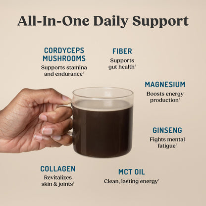 Bulletproof Energy Collagen Protein Powder, Vanilla Bean, 20g Grass-Fed Collagen Peptides, 7g Fiber with MCT Oil & Adaptogens, Caffeine-Free, 18.3 Ounces