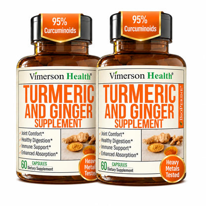 Turmeric and Ginger Supplement – Inflammation & Joint Support. 60 Capsules