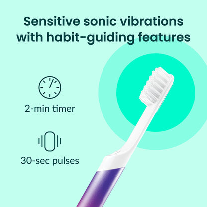 Quip Sonic Electric Toothbrush, Extra Brush Head, Metal Handle, Slate