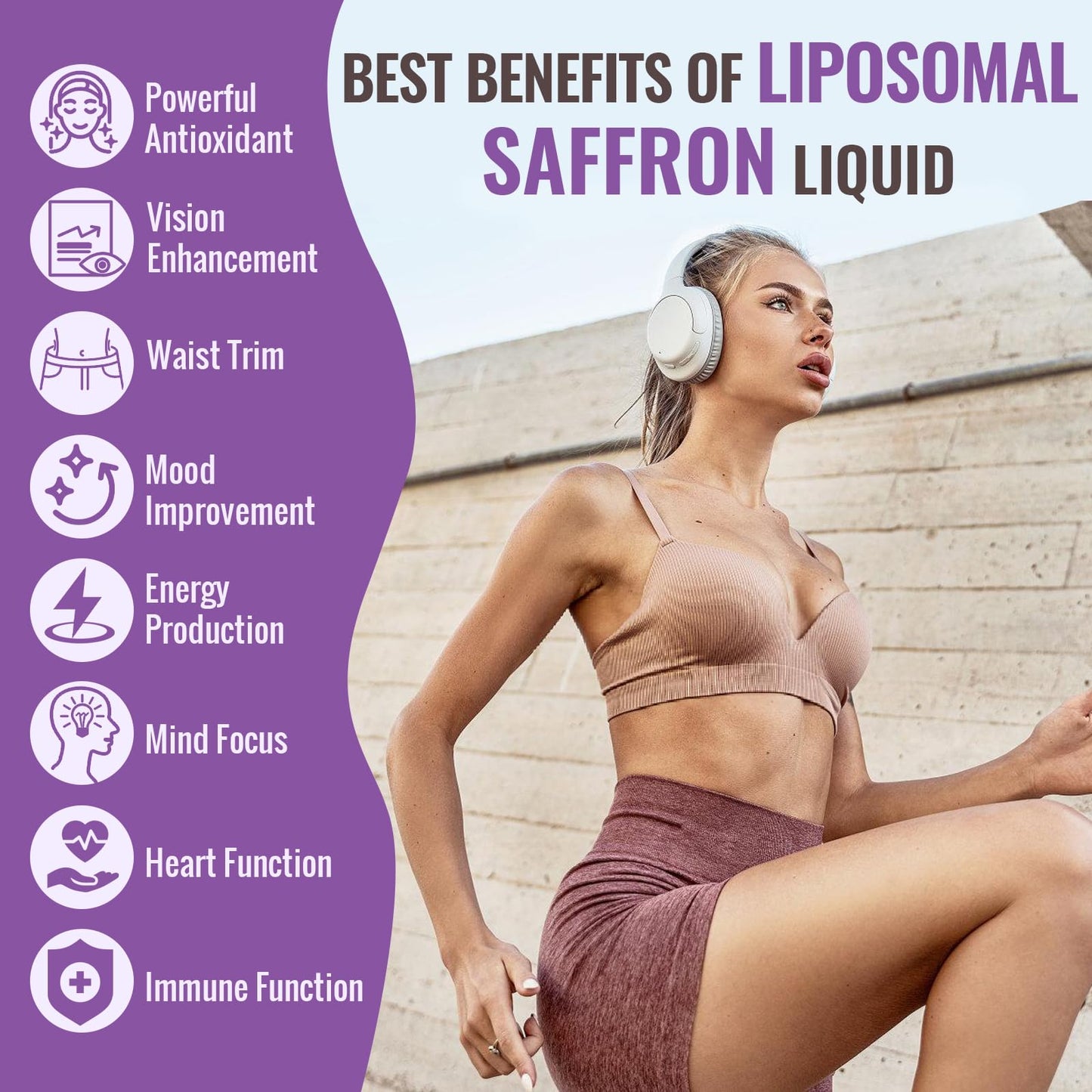 Saffron Supplements - 88.5 mg Saffron Extract Better Bioavailability Liposomal Drops for Mood, Energy, Vision & Focus with Ashwagandha, Turmeric, Magnesium, Zinc, Vitamin B12 & D3, 60 ml, 30 Servings | Liposomal Formula, With Ashwagandha, Magnesium, Zinc,