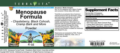 Menopause Formula Powder - Chasteberry, Black Cohosh, Cramp Bark and More
