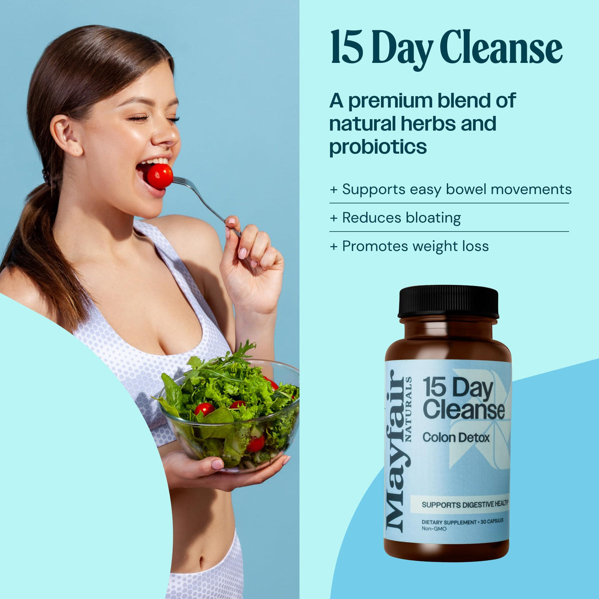 Mayfair Naturals 15 Day Cleanse Colon Detox, Dietary Supplement, 30 Capsules, Natural Laxative