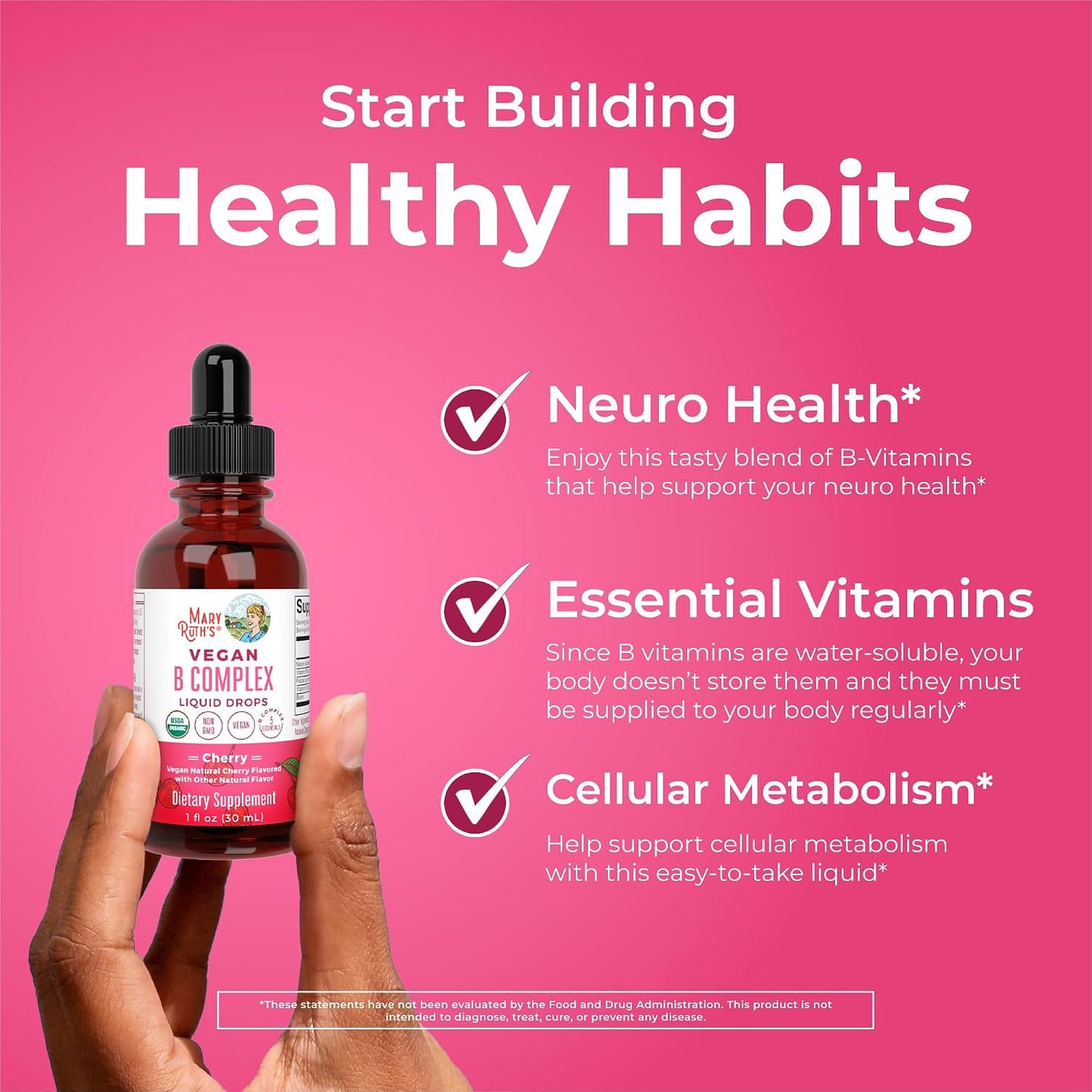 MARYRUTH'S Organics Vitamin B Complex | B Vitamins Complex | Biotin | Vitamin B12 | Niacin | Folate | Metabolic Support Supplement | Vegan | USDA Organic | Non-GMO | Gluten Free | 2 Month Supply