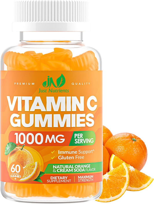 Vitamin C 1000mg Gummies – Chewable Multivitamin for Adults & Kids | Maximum Strength Immune Support with Vitamins A & E, Zinc, Magnesium & More – Natural Orange Flavor – Gluten Free, Non-GMO