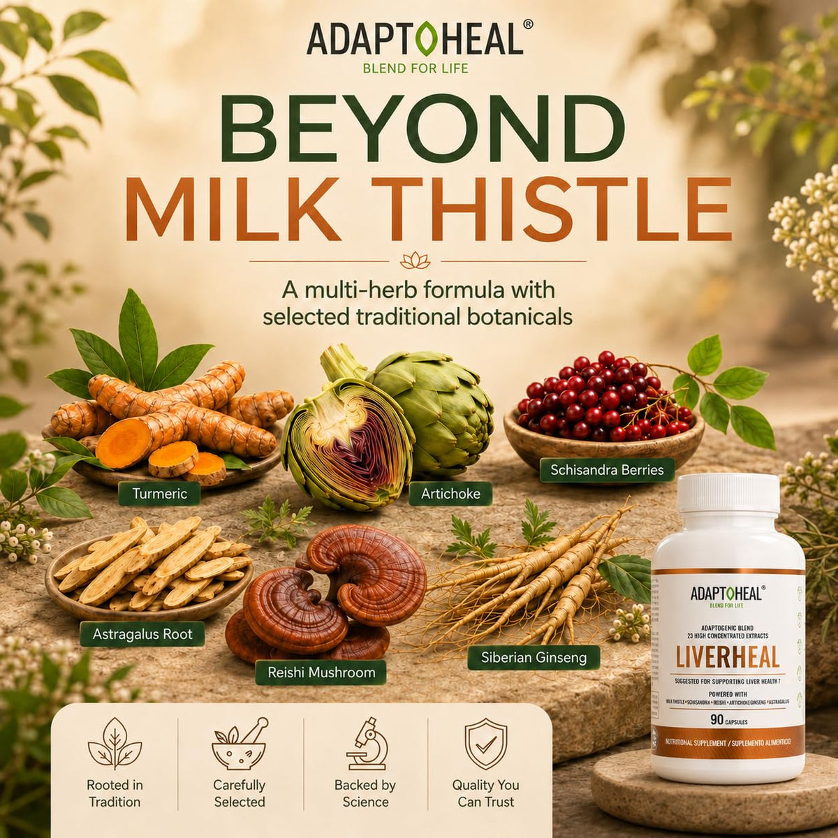ADAPTOHEAL Liverheal Liver Support Milk Thistle, Turmeric (180 Caps)